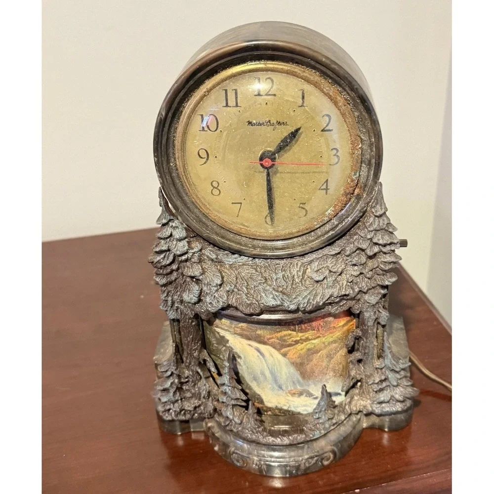Vintage Mastercrafters Waterfalls Works  Lighted Animation Table Clock NK
